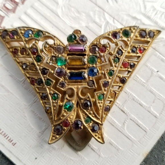 Relisted - Vintage Art Deco butterfly dress clip rhinestone - Picture 5 of 13